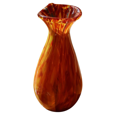 Amber Flame Hand-Blown Glass Vase