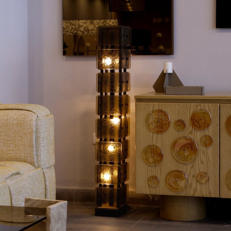 Amber Stack Glow Floor Lamp