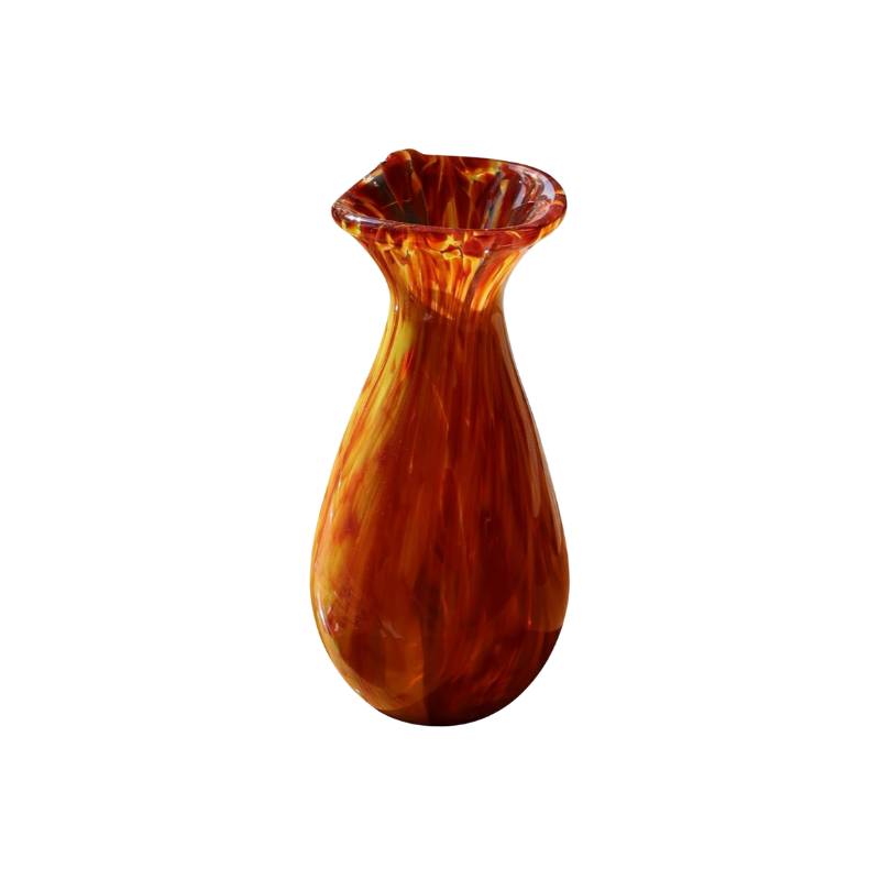 Amber Flame Hand-Blown Glass Vase